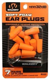 WALKERS ORANGE EAR PLUG 7PK W/CASE