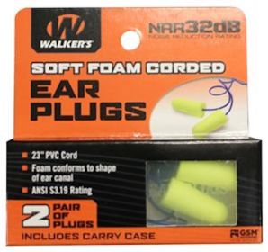 WALKERS CORDED FOAM EAR PLUG 2PK