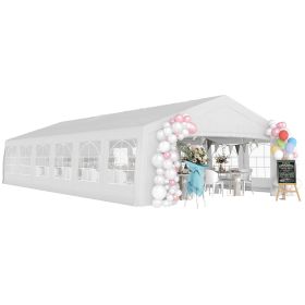 Outsunny 20' x 40' Large Outdoor Carport Canopy Party Tent with Removable Protective Sidewalls & Versatile Uses, White